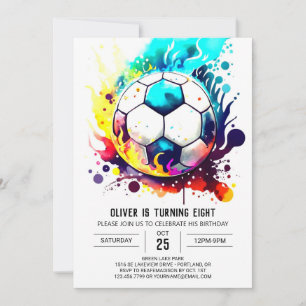 Invitación Cumpleaños del Fútbol en línea con objetivo mágico