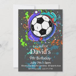Invitación Cumpleaños del Fútbol Grunge, Fútbol, Futbol