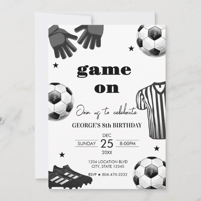 Invitación Cumpleaños del Fútbol Infantil (Anverso)