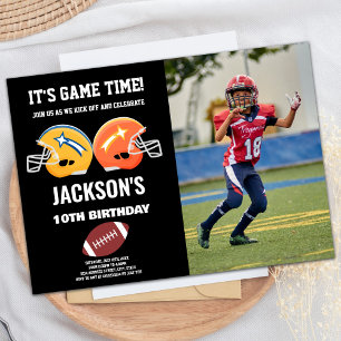 Invitación Cumpleaños del Fútbol Naranja Negro