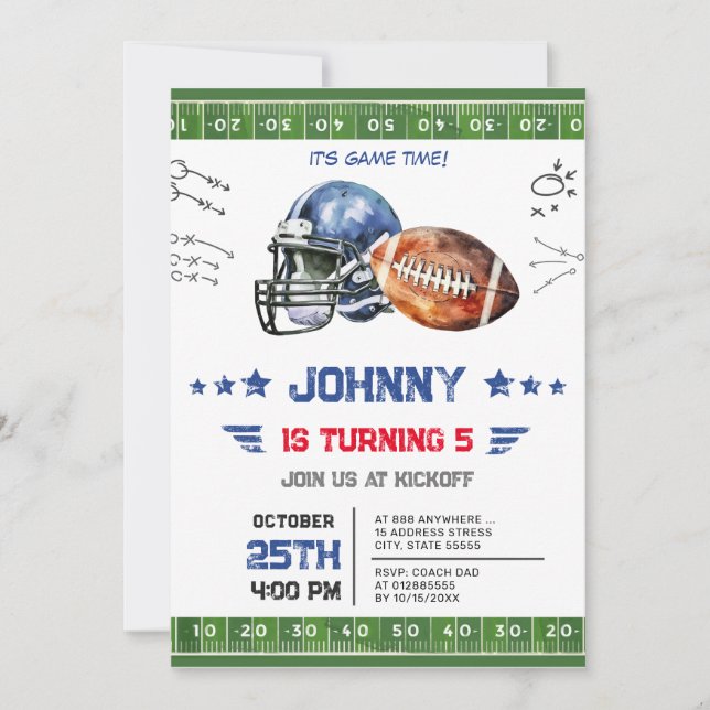 Invitación Cumpleaños del Fútbol Personal (Anverso)