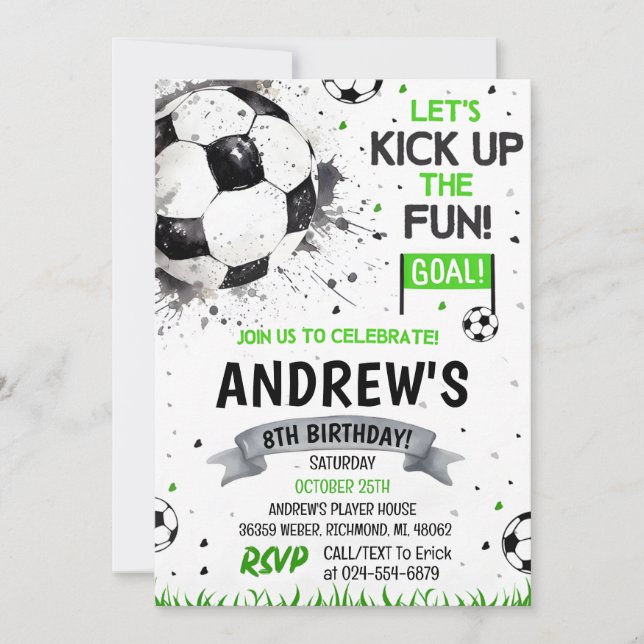 Invitación Cumpleaños del Fútbol Personal (Anverso)