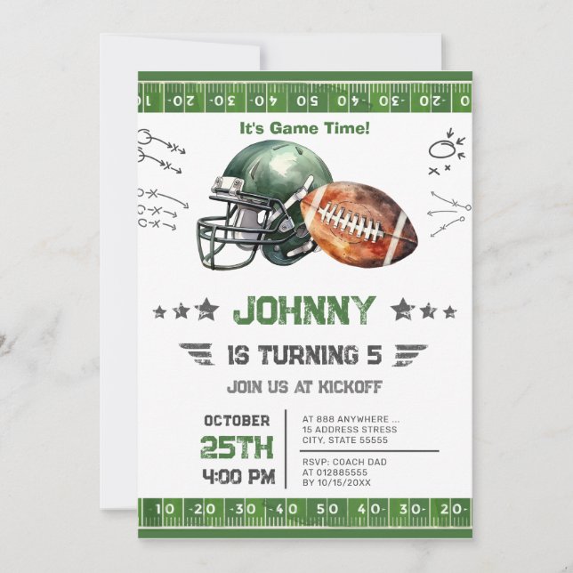 Invitación Cumpleaños del Fútbol Personal (Anverso)
