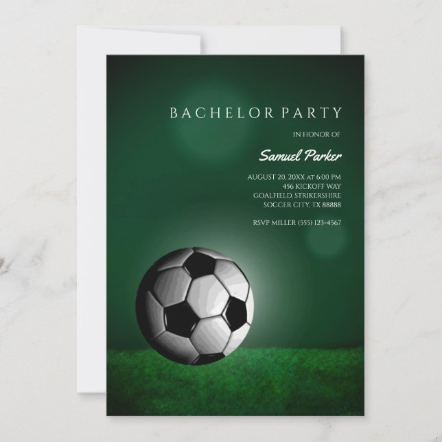 Invitación Cumpleaños del Fútbol Verde / Partido del Soltero (Anverso)