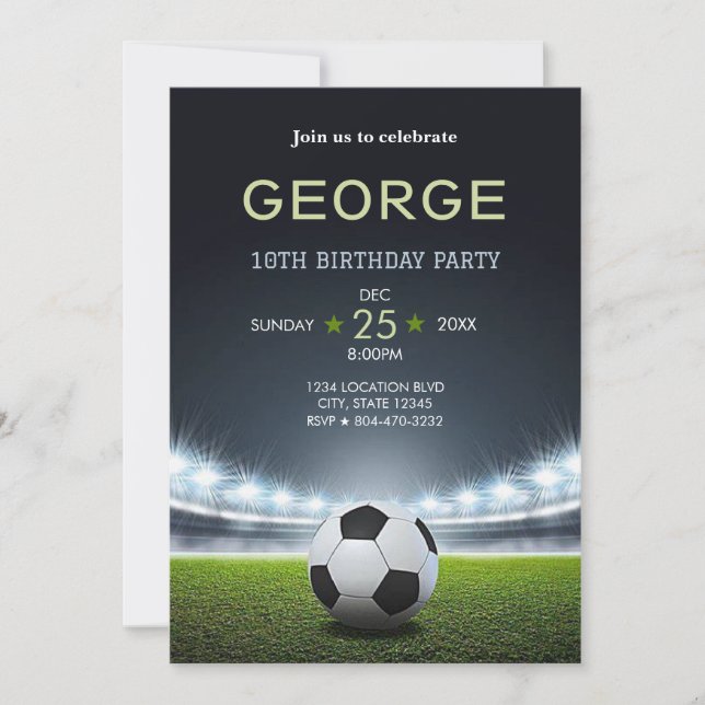 Invitación Cumpleaños del futbolista (Anverso)