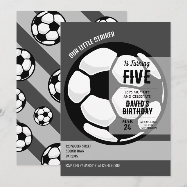 Invitación Cumpleaños del futbolista moderno Guay (Anverso / Reverso)