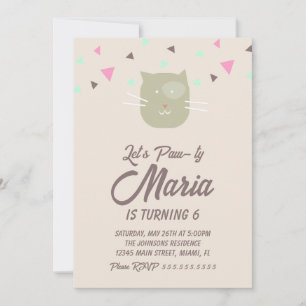Invitación Cumpleaños del gatito Fiesta de animales Confeti