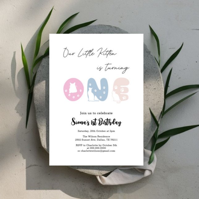 Invitación Cumpleaños del gato adorable 1  (Subido por el creador)