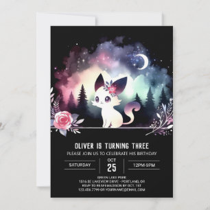 Invitación Cumpleaños del gato de acuarela personalizado