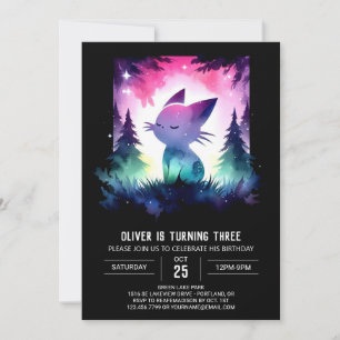 Invitación Cumpleaños del gato de Cute Pastel