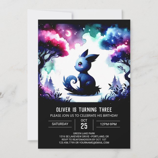 Invitación Cumpleaños del gato de Watercolor Fun (Anverso)