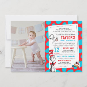 Invitación Cumpleaños del Gato en el Sombrero de Dr. Seuss Ag