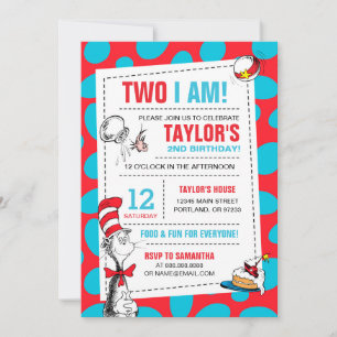 Invitación Cumpleaños del gato en el sombrero   Dos soy yo In