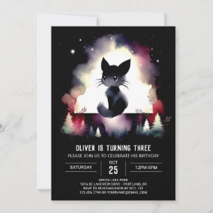 Invitación Cumpleaños del Gato Fantasía Moderno