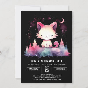 Invitación Cumpleaños del gato grabable Pastel