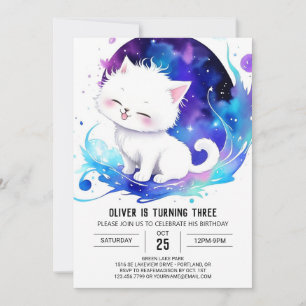 Invitación Cumpleaños del Gato Moderno