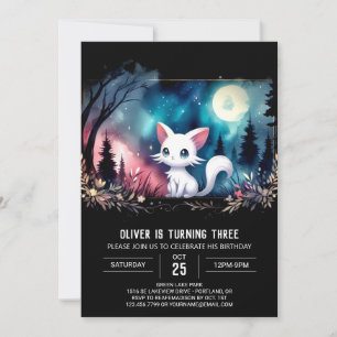 Invitación Cumpleaños del Gato Moderno y Brillante