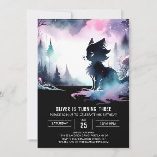 Invitación Cumpleaños del gato Pastel Whimsy