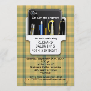 Invitación Cumpleaños del Geek del protector de bolsillo