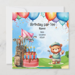 Invitación Cumpleaños del golf para un fiesta de golf infanti