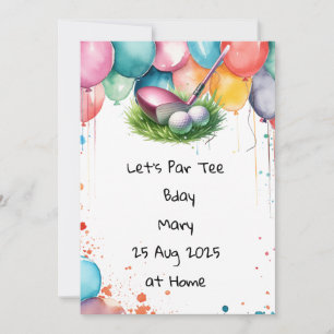 Invitación Cumpleaños del Golf Tema rosa para Lady Golfer