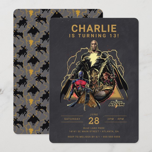 Invitación Cumpleaños del Grupo Black Adam (Anverso / Reverso)