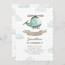 Invitación Cumpleaños del helicóptero para el niño | Aviación