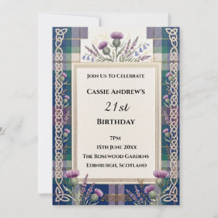 Invitación Cumpleaños del hito de Tartan Thistle