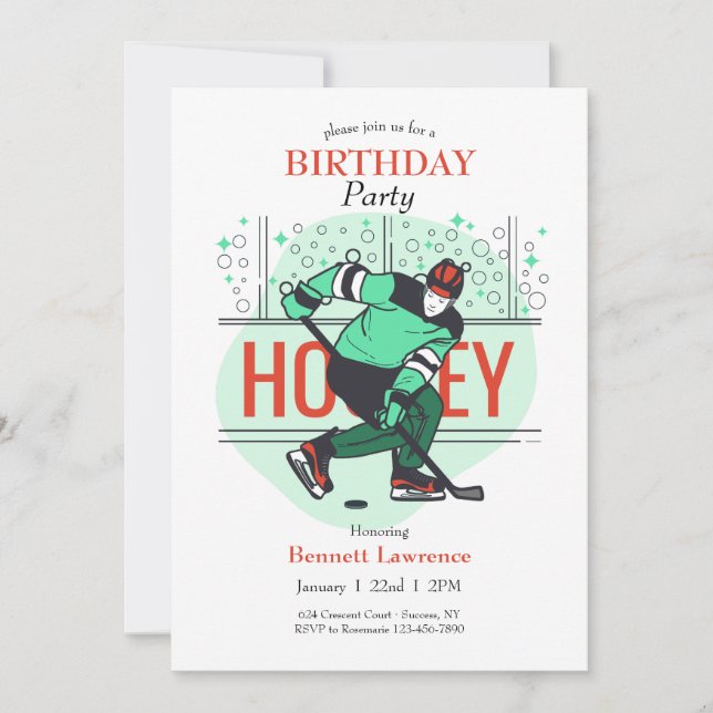 Invitación Cumpleaños del hockey (Anverso)