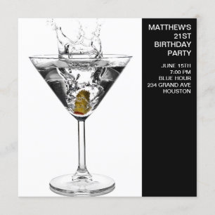 Invitación Cumpleaños del hombre con copa de Martini