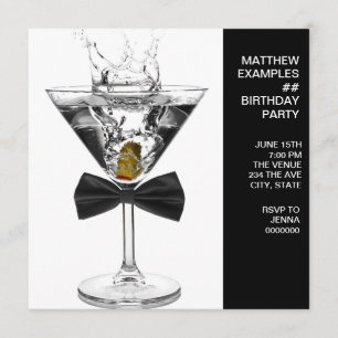Invitación Cumpleaños del Hombre de la Copa de Martini Cualqu