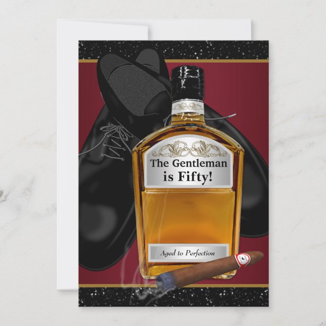 Invitación Cumpleaños del hombre Whiskey envejecido a la perf (Anverso)