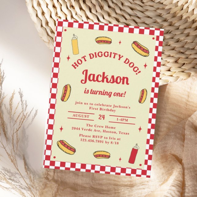 Invitación Cumpleaños del Hot Diggity Dog Hot Dog (Subido por el creador)