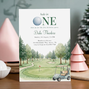 Invitación Cumpleaños del hoyo en uno del green de golf