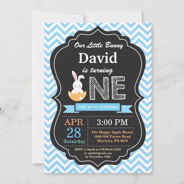Invitación Cumpleaños del huevo de Pascua del muchacho del (Anverso)
