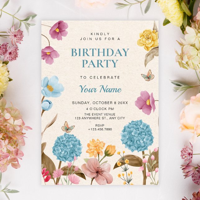 Invitación Cumpleaños del jardín de flores (Subido por el creador)