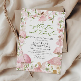 Invitación Cumpleaños del jardín de hadas floral mágico rosa