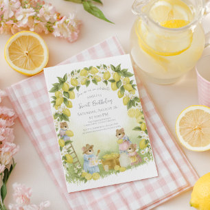 Invitación Cumpleaños del Jardín de Limones con Ratones