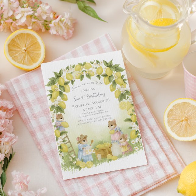 Invitación Cumpleaños del Jardín de Limones con Ratones (Subido por el creador)