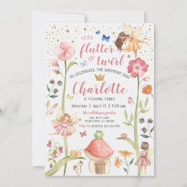 Invitación Cumpleaños del Jardín Encantado de las Hadas Flutt