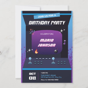 Invitación Cumpleaños del juego Pixel