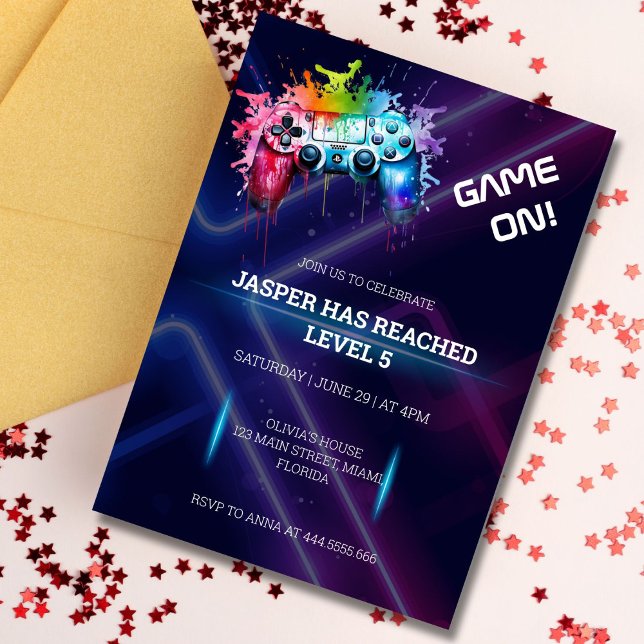 Invitación Cumpleaños del jugador de nivel de juego (Subido por el creador)