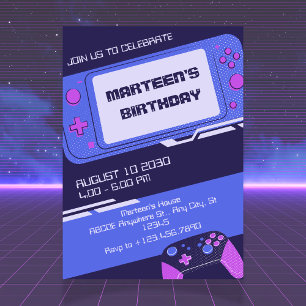 Invitación Cumpleaños del jugador púrpura