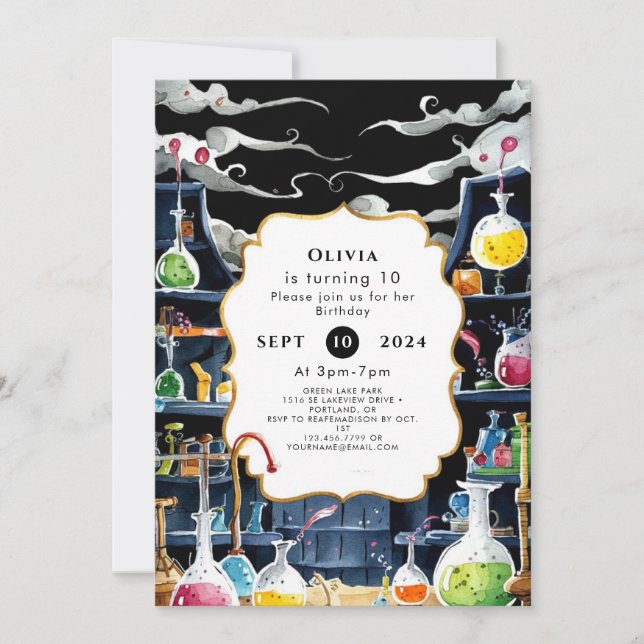 Invitación Cumpleaños del Laboratorio Científico de Química (Anverso)