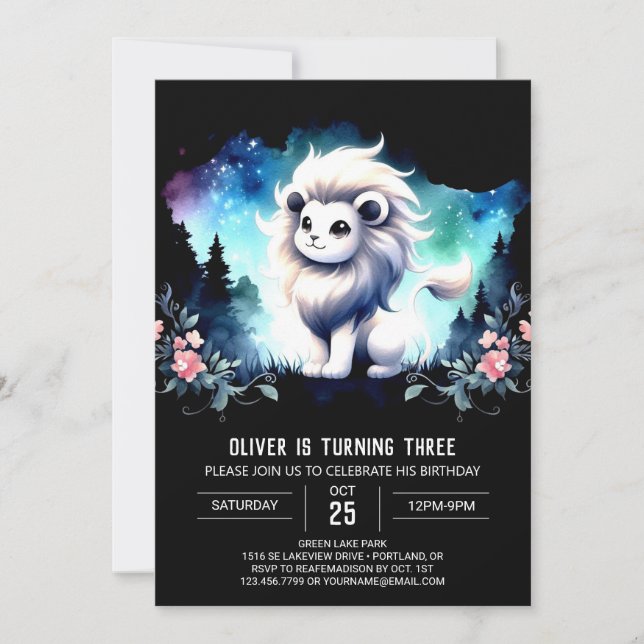 Invitación Cumpleaños del León Adorable Safari (Anverso)