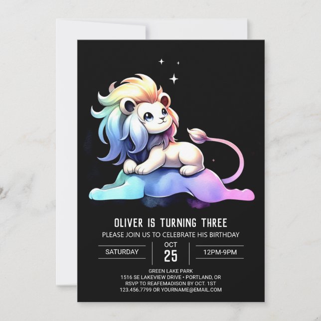 Invitación Cumpleaños del León Safari Simple (Anverso)