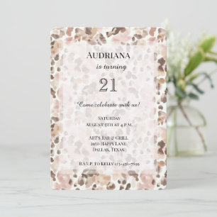 Invitación Cumpleaños del leopardo rosado marrón