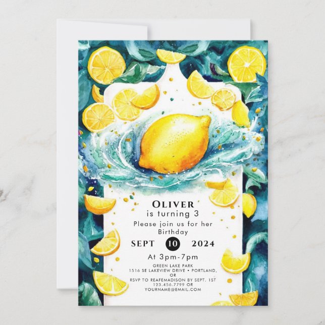 Invitación Cumpleaños del Limón de los Niños personalizados (Anverso)