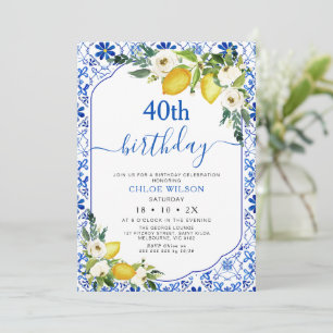 Invitación Cumpleaños del limón Positano azul mediterráneo