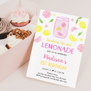 Invitación Cumpleaños del limón rosa Lemonade